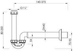 Bruckner - Sifone per lavabo/bidet basso DN40 bianco
