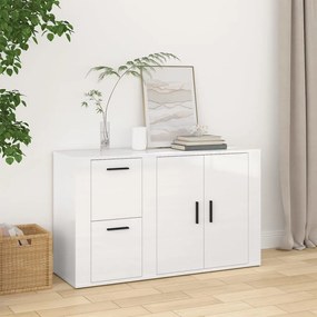 Credenza bianco lucido 100x33x59,5 cm in legno multistrato