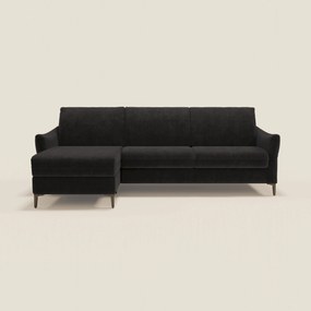 Dalia divano letto angolare con materasso alto 18 cm piedini alti e penisola contenitore in tessuto smacchiabile T17