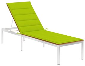 Sdraio Con Cuscino İn Legno Massello Di Acacia E Acciaio Inox /
