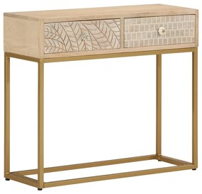 Tavolo Consolle 90x30x76 cm in Legno Massello di Mango e Ferro