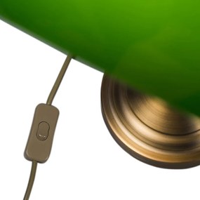 Lampada da tavolo classica/lampada da notaio bronzo con vetro verde - Banker