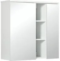 Specchiera da Bagno 2 Ante 60x20x61 cm Ripiani Aperti Bianco