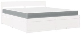 Letto cassetti e materasso bianco 180x200cm legno massello pino