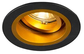 Faretto da incasso rotondo nero con oro orientabile e inclinabile - Chuck