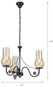 Brilagi - LED Lampadario a sospensione con catena COTTAGE 3xE14/40W/230V nero/marrone
