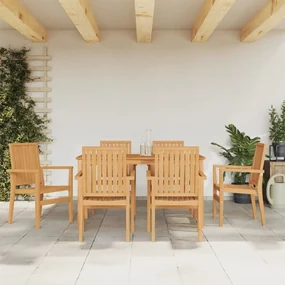 Set da pranzo da giardino 7 pz in legno massello di teak