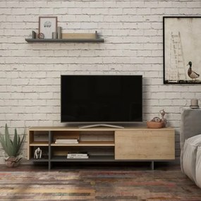 Mobile Porta TV 160 Cm Con Vani E Mensola Superiore Stockton Rovere E Antracite