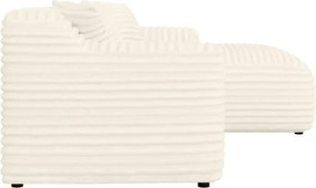 Divano angolare color crema (con penisola a destra e chaise lounge) rivestito in velluto a coste Martin – Ropez