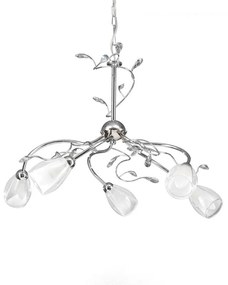 Lampadario Moderno LAMPADARIO SHARON CON CRISTALLI grigio paralume grigio 5x E14