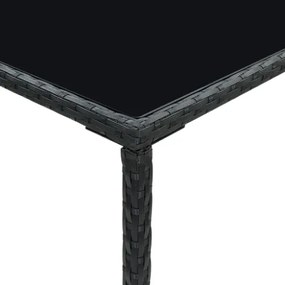 Tavolo da Bar da Giardino Nero 70x70x110 cm Polyrattan e Vetro