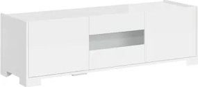 Porta TV a 3 ante ROJAS Bianco Lucido con inserto in vetro Fumč 130x40 cm