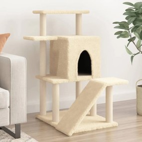 Albero per gatti con tiragraffi in sisal crema 97 cm