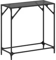 Tavolino Consolle con Piano in Vetro Nero 80x35x81cm in Acciaio 846019