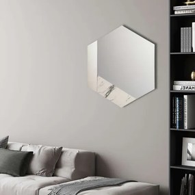 Specchio 70x80 cm decori foglia argento e marmo laminato bianco - CHARLIE