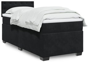 Giroletto A Molle Con Materasso Nero 80x200 Cm İn Velluto /