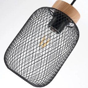 Brilagi - Lampada a sospensione con cavo BASKLITE 3xE27/15W/230V legno di Hevea/nero