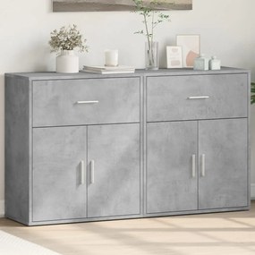 Credenze 2 pz grigio cemento 60x31x70 cm in legno multistrato