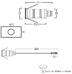 Faretto LED Rettangolare Mini 1W IP67 - PROFESSIONAL Colore Bianco Naturale 4.000K