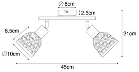 Faretto orientale nero con bambù 2 luci - Rayan