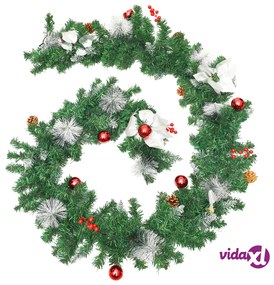 vidaXL Ghirlanda Natalizia con Luci a LED 2,7 m in PVC Verde