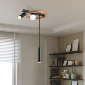 Lampadario a sospensione con filo OTIS 1xG9/5W/230V + 2xE27/15W/230V quercia