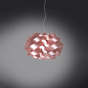 Sospensione Moderna 5 Luci Cloud D100 In Polilux Rosa Metallico Made In Italy
