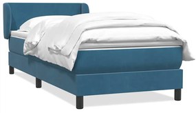 Giroletto A Molle Con Materasso Blu Scuro 80x210 Cm Velluto /