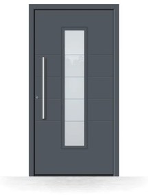 Portoncini in alluminio, grigio antracite RAL 7016, 750 x 1850 mm, isolamento termico, Schüco, modello Bergamo, configura individualmente