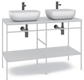 Mobile sottolavabo e lavabo Outline per doppia vasca bianco L 120 x H 92 x P 45.5 cm