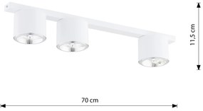 Plafoniera Moderna 3 Luci Faretti Ptah In Acciaio Bianco