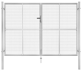 Cancello Per Giardino İn Acciaio Zincato 306x225cm Argento /