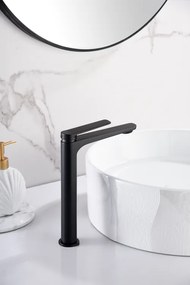 Coppia rubinetti miscelatore lavabo alto e bidet senza scarico in ottone nero opaco Momo