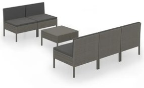 Set Divani da Giardino 9 pz con Cuscini in Polyrattan Grigio