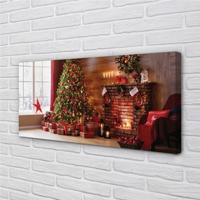 Quadro su tela Alberi di Natale regali decorazioni per camino 100x50 cm