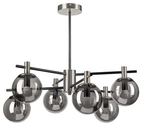 Lampadario a sospensione con supporto rigido LILOU 6xE14/5W/230V cromo opaco/fumé