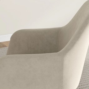 Set 2 Sedie Imbottite Stile Nordico 54x57x80 cm Tessuto Effetto Velluto Crema...