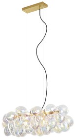 Lampada a sospensione di design oro con vetro arcobaleno 8 luci - Uvas