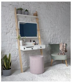 Comodino bianco con cassetto e specchio Leno - Ragaba