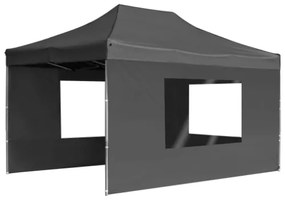 Gazebo Pieghevole con Pareti in Alluminio 4,5x3m Antracite