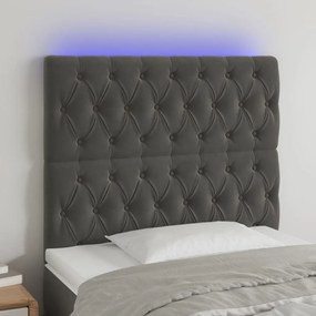 Testiera A Led Grigioscuro 90x7x118/128cm İn Velluto /