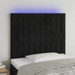 Testiera A Led Nera 100x5x118/128 Cm İn Velluto /