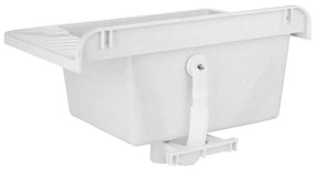 Lavatoio in resina 50x35 bianco con miscelatore a canna alta inox e scarico incluso