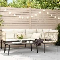 Set Divano da Giardino con Cuscini Nero Acciaio e Textilene 3283748