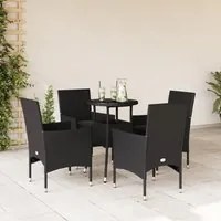 Set da Pranzo da Giardino con Cuscini 5 pz Polyrattan e Vetro 3278618