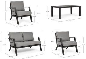 Set di mobili da giardino grigio in alluminio per 4 persone Harley – Bizzotto