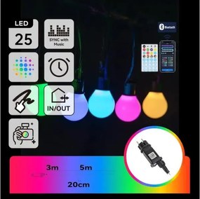 Aigostar - LED RGBICW Catena luminosa smart da esterno MESH 25 LED 5 m IP44 + telecomando