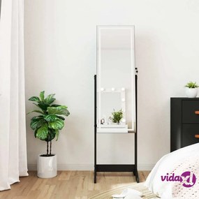 vidaXL Armadietto Portagioie a Specchio con Luci LED Autoportante Nero