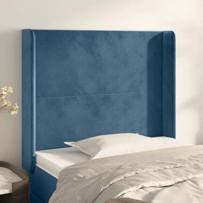 Testiera Ad Orecchio Blu Scuro 83x16x118/128 Cm İn Velluto /