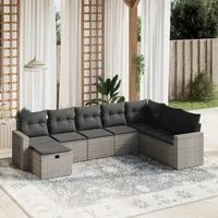 Set Divano da Giardino 8 pz con Cuscini Grigio in Polyrattan 3263586